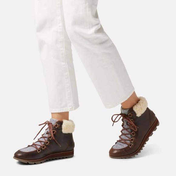 SOREL HARLOW LACE COZY US 7 Women's Outdoor Ankle Boot Suede Brown New - Picture 9 of 9